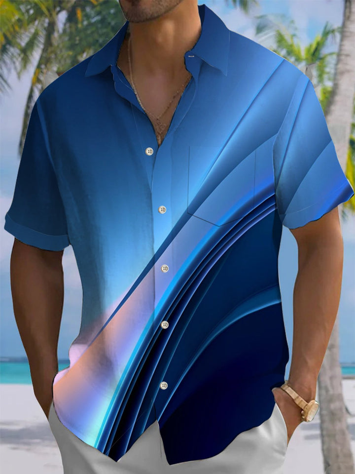 Alohadaddy® Casual Abstract Print Pocket Elastic Button Men&