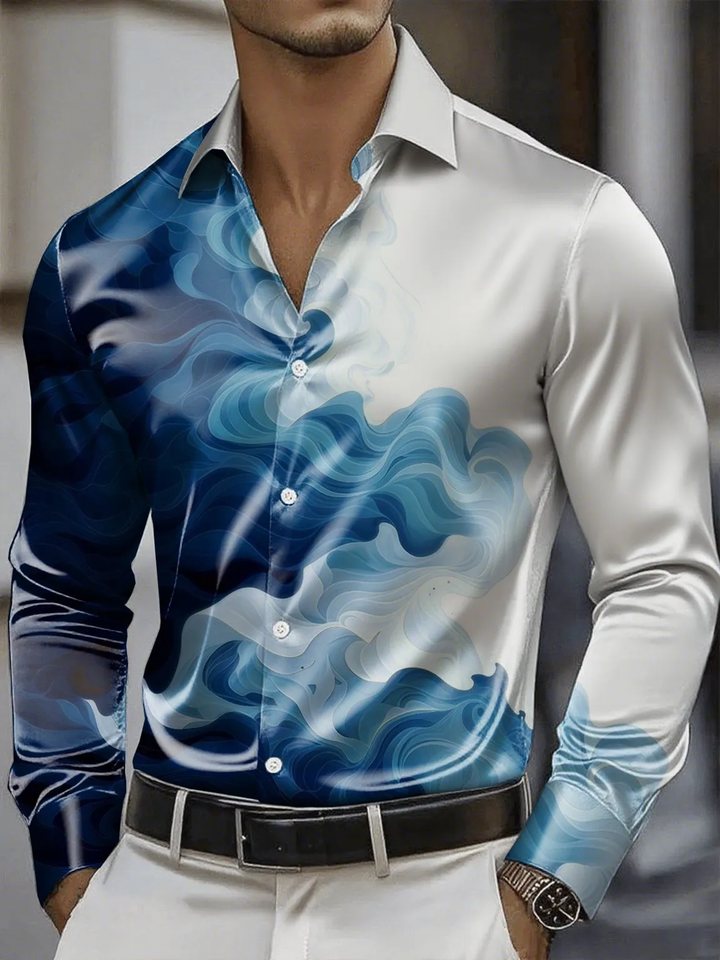 Alohadaddy® Casual Gradient Abstract Print Glossy Elastic Button Men&