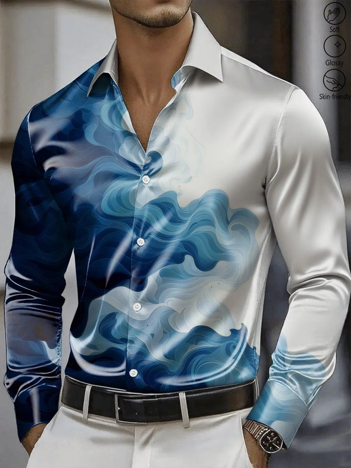 Alohadaddy® Casual Gradient Abstract Print Glossy Elastic Button Men&