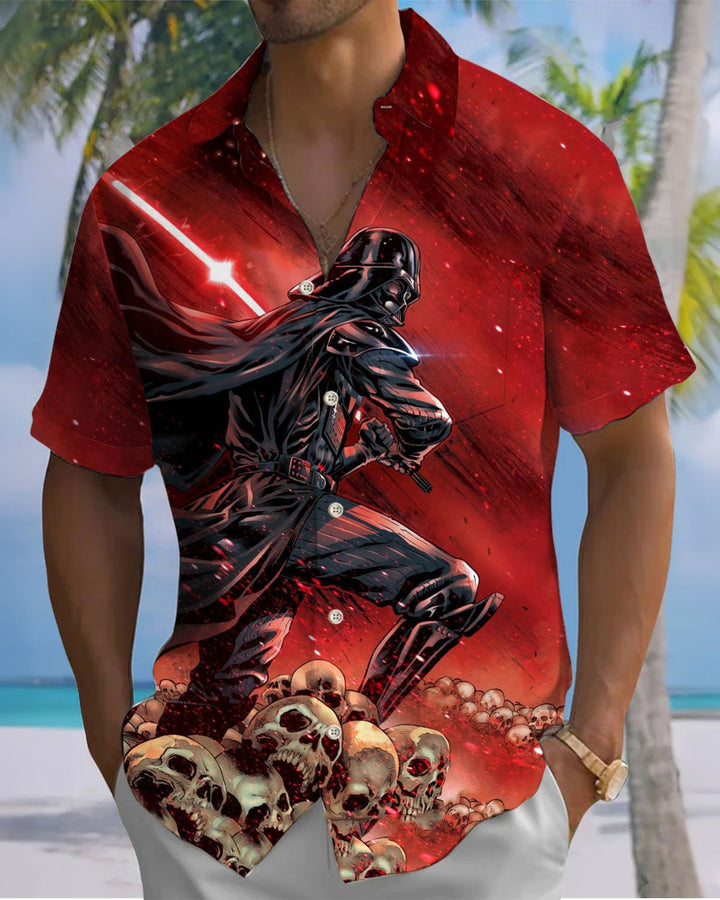 Alohadaddy® Retro Star Wars Polar Knight Print Artistic Elastic Button Pocket Men&