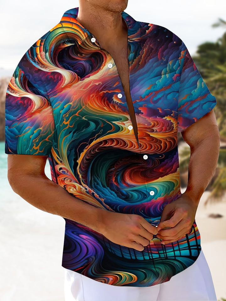 Alohadaddy® Casual Artistic Gradient Print Art Pocket Stretch Men&