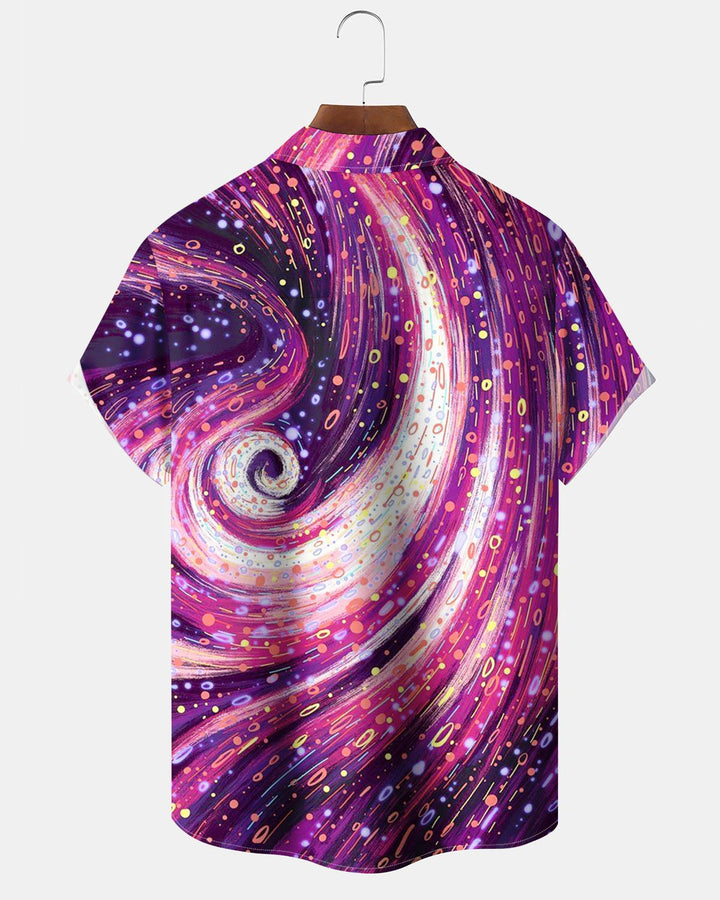 Alohadaddy® Casual Art Abstract Print Art Pocket Buttons Stretch Men&
