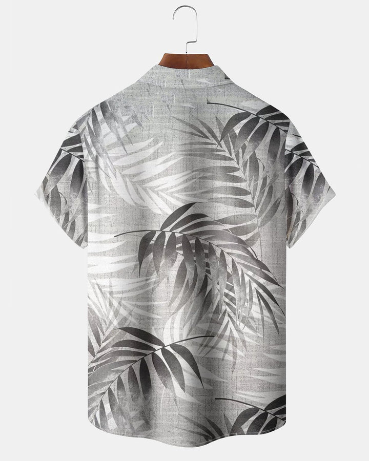 Alohadaddy® Hawaiian Palm Leaf Print Art Pocket Button Men&