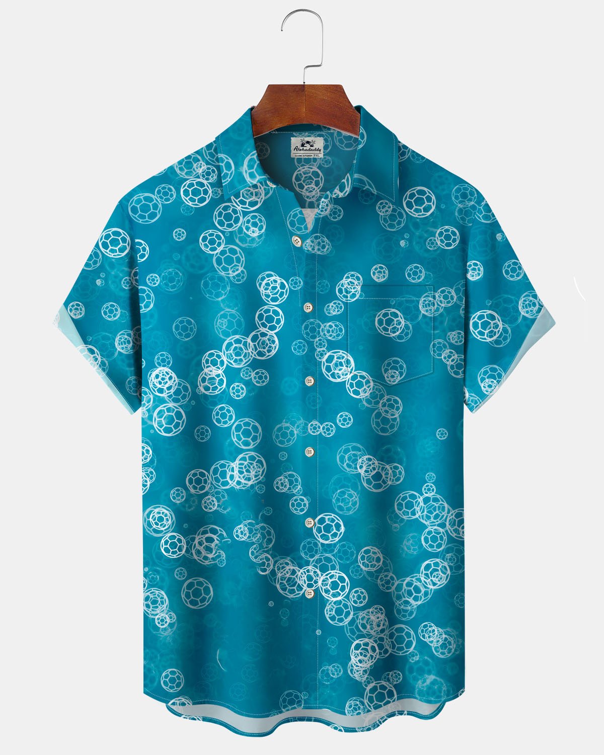 Alohadaddy® Casual Vacation Football Print Art Button-Down Cardigan Men's Short-Sleeve Shirt Big & Tall