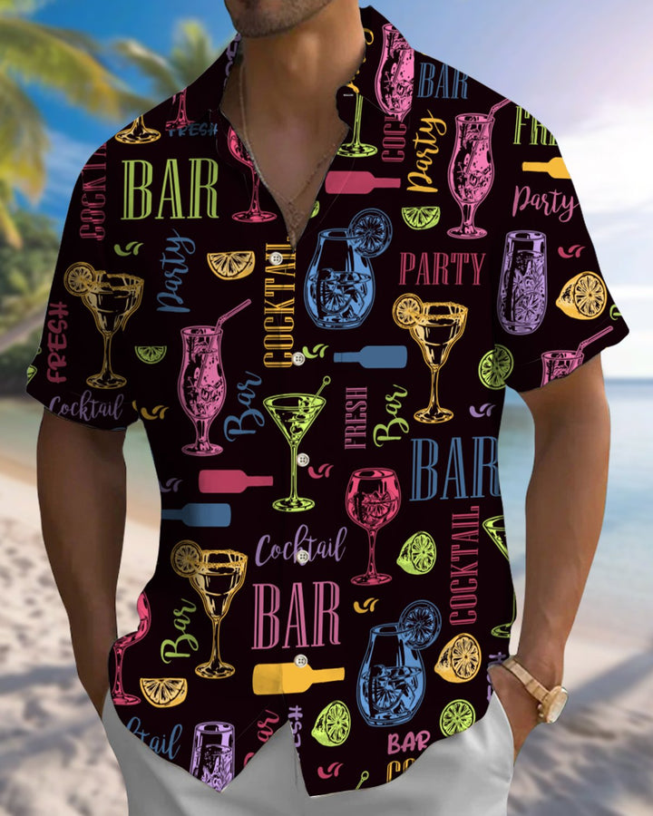 Alohadaddy® Casual Cocktail Print Artistic Button Pocket Cardigan Men&