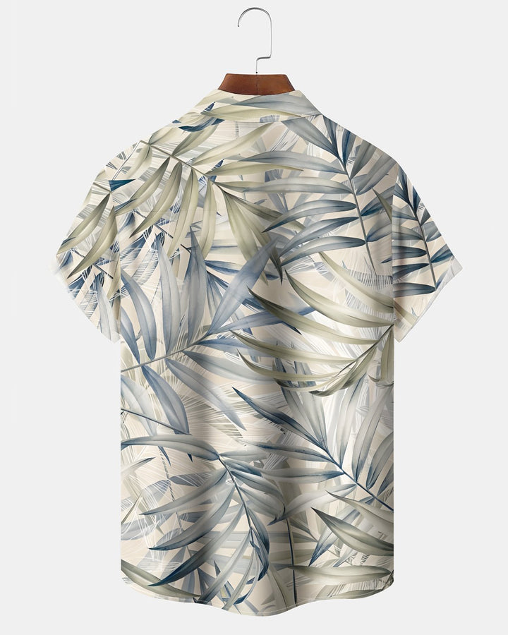 Alohadaddy® Hawaiian Palm Leaf Print Art Button Pocket Cardigan Men&