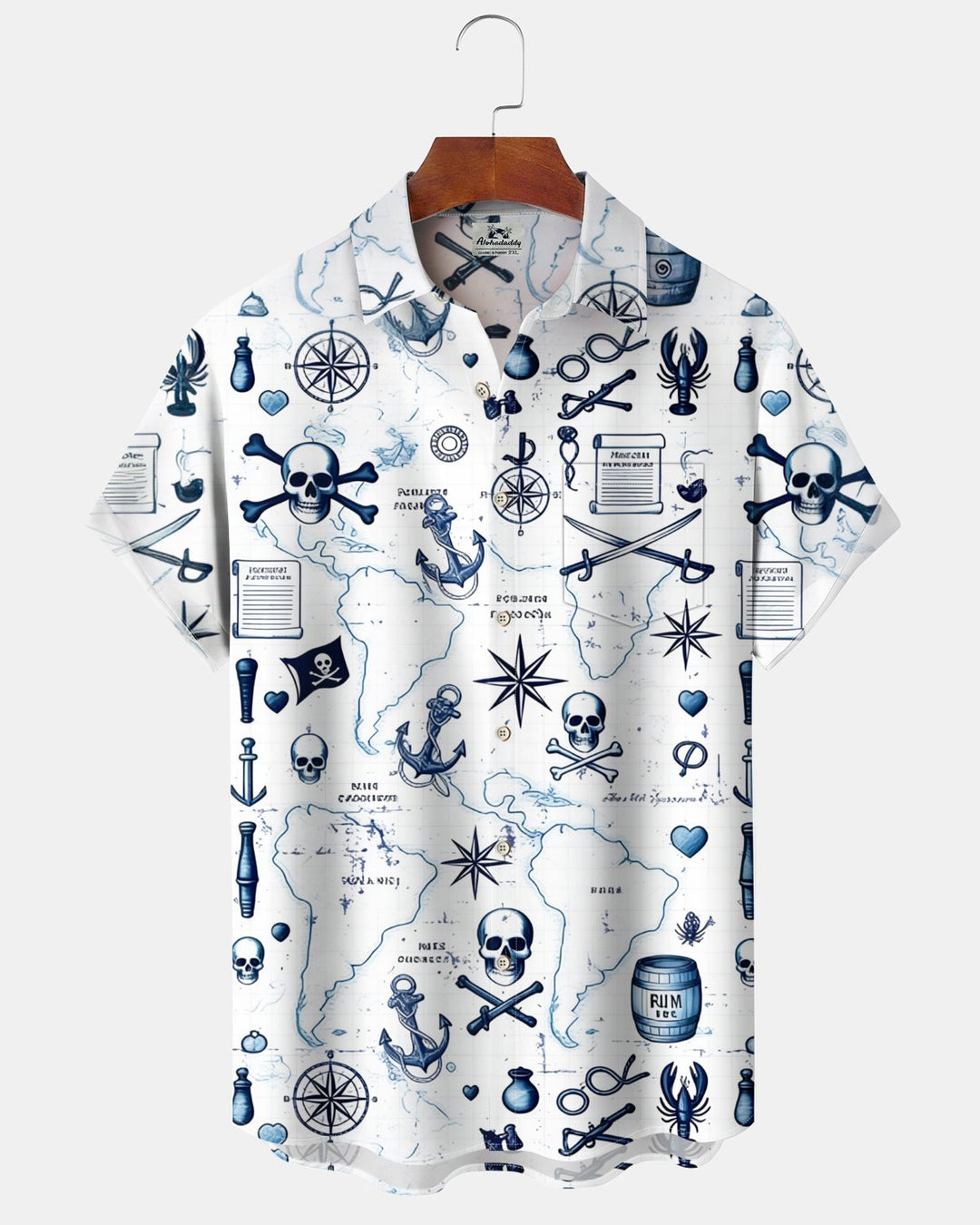 Alohadaddy® Vintage Skull Print Art Button Pocket Cardigan Men&