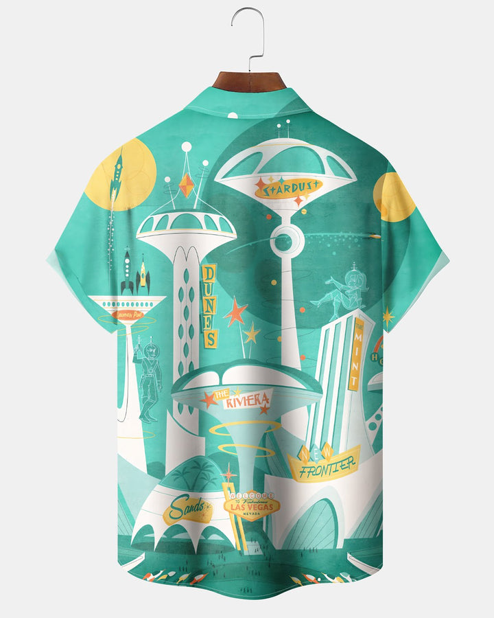 Alohadaddy® Hawaiian Wine Glass Print Art Button Pocket Cardigan Men&