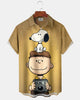 Alohadaddy® Casual Peanuts Print Art Cardigan Men's Short Sleeve Shirt Big & Tall