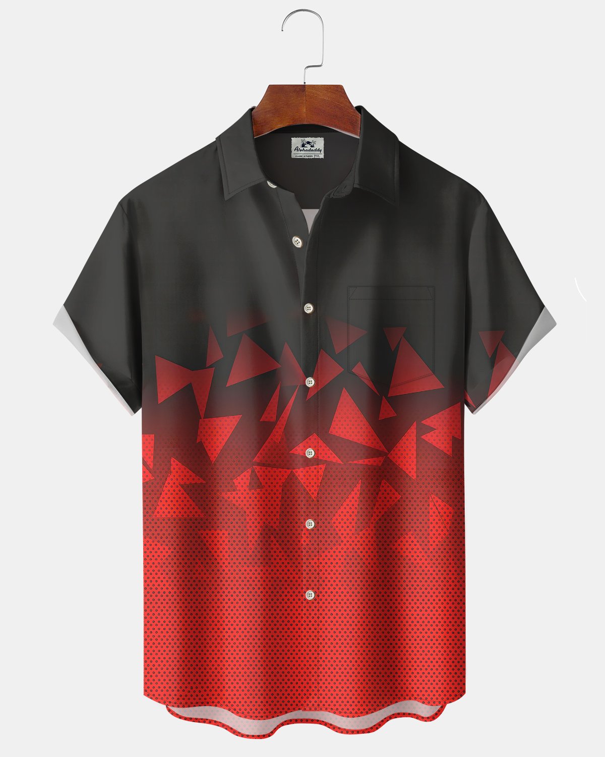 Alohadaddy® Casual Geometric Print Art Button Pocket Cardigan Men's Short Sleeve Shirt Big & Tall
