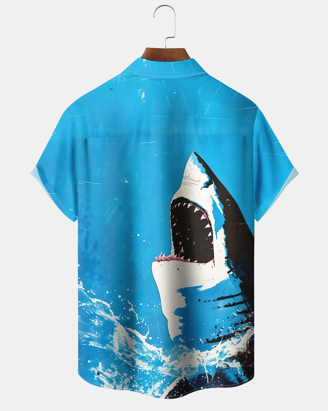 Alohadaddy® Hawaiian Shark Print Art Button Pocket Cardigan Men&