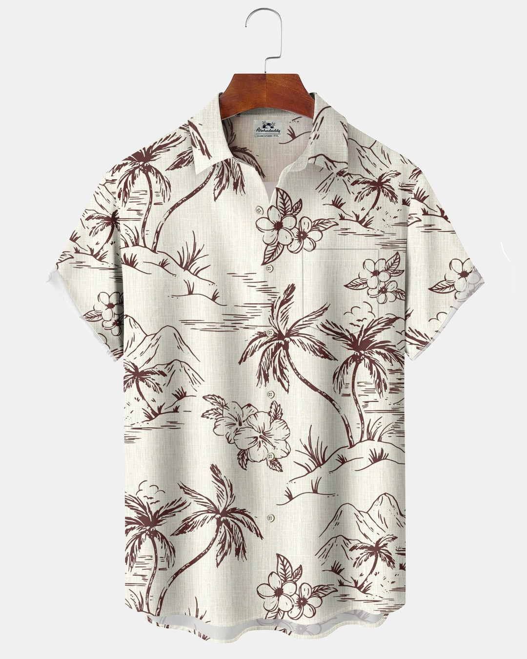 Alohadaddy® Hawaiian Palm Tree Print Art Button Pocket Cardigan Men&