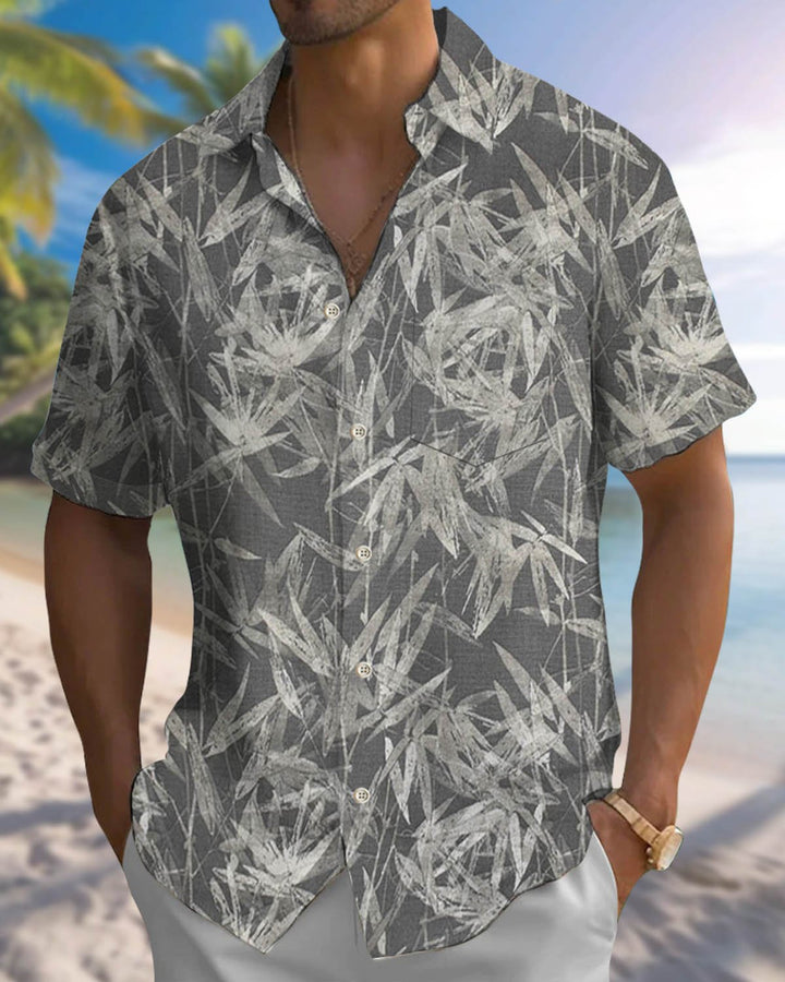 Alohadaddy® Casual Bamboo Print Art Button Pocket Cardigan Men&