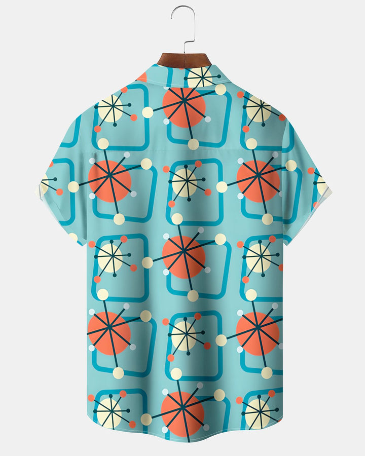 Alohadaddy® Casual Geometric Print Art Button Pocket Cardigan Men&