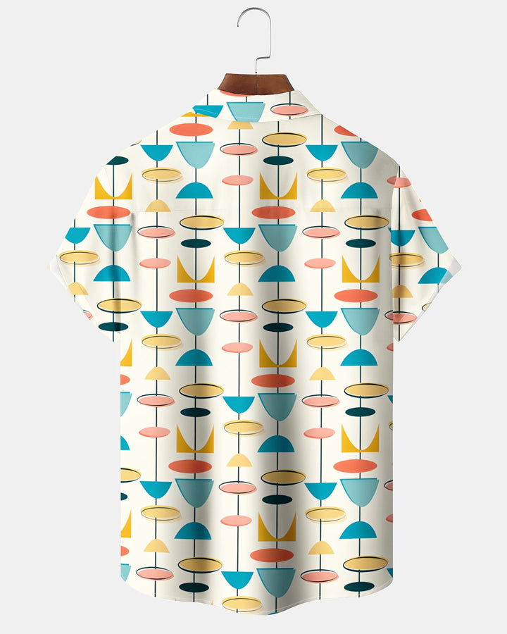 Alohadaddy® Casual Geometric Print Art Button Pocket Cardigan Men&