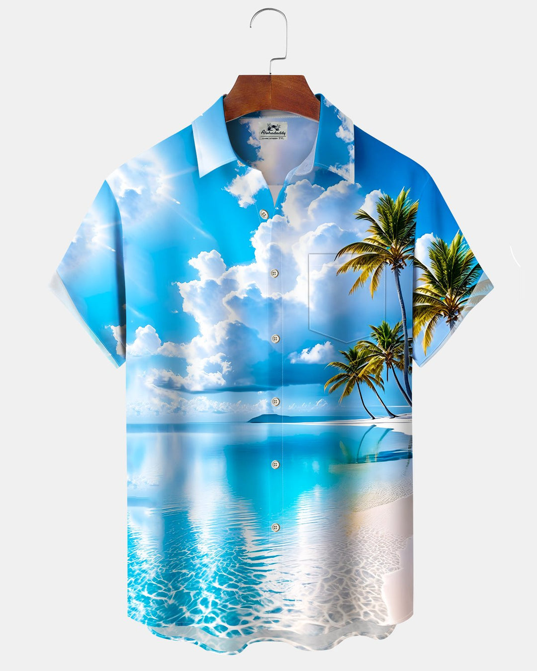 Alohadaddy® Hawaiian Palm Tree Print Art Button Pocket Cardigan Men&