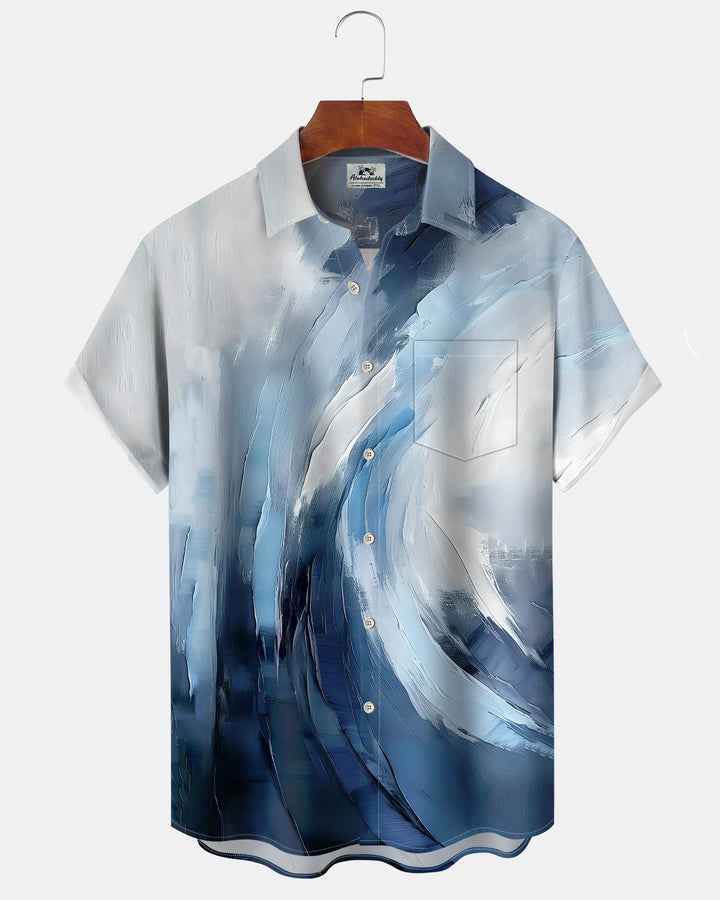 Alohadaddy® Casual Abstract Print Art Button Pocket Cardigan Men&