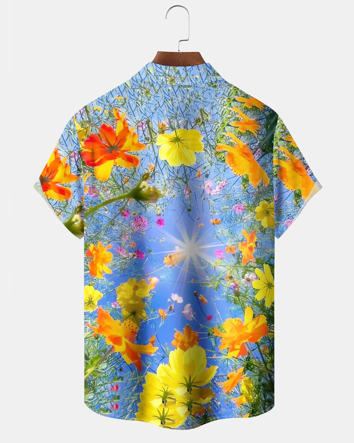 Alohadaddy® Hawaiian Floral Print Art Button Pocket Cardigan Men&