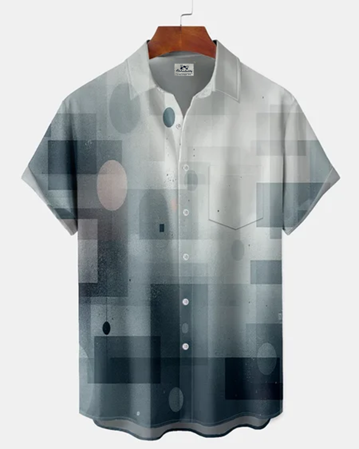 Alohadaddy® Vintage Abstract Art Print Art Button Pocket Cardigan Men's Short Sleeve Shirt
