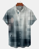 Alohadaddy® Vintage Abstract Art Print Art Button Pocket Cardigan Men's Short Sleeve Shirt