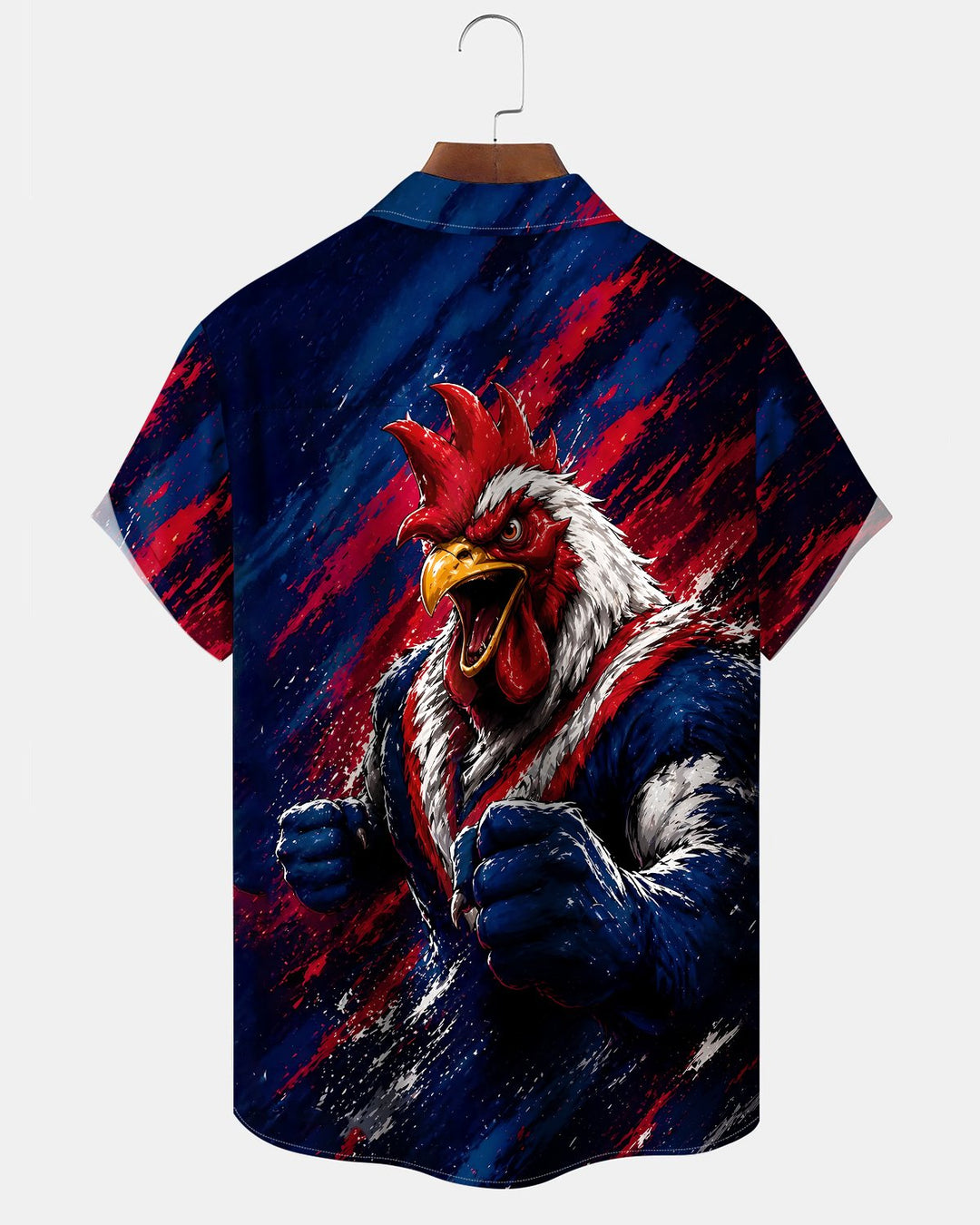 Alohadaddy® Vintage Rooster Print Art Button Pocket Cardigan Men&