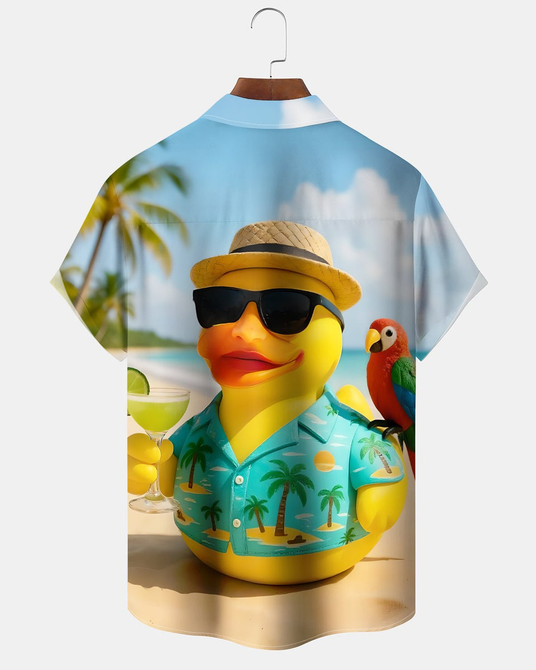 Alohadaddy® Hawaiian Duck Print Art Button Pocket Cardigan Men&