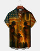 Alohadaddy® Men's Short-Sleeve Button-Down Shirt  Vintage-Style Graphic Print Chest Pocket