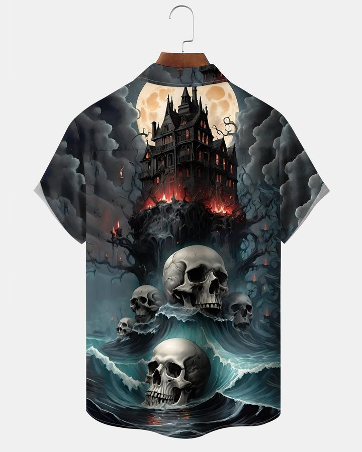 Alohadaddy® Holiday Halloween Graphic Print Button-Down Pocket Cardigan-Style Men&