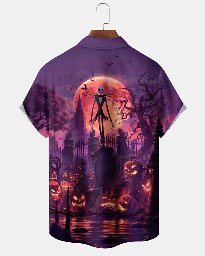 Alohadaddy® Holiday Halloween Graphic Print Button-Down Pocket Cardigan-Style Men&