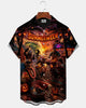 Alohadaddy® Holiday Halloween Print Button-Down Pocket Cardigan Short-Sleeve Shirt for Men