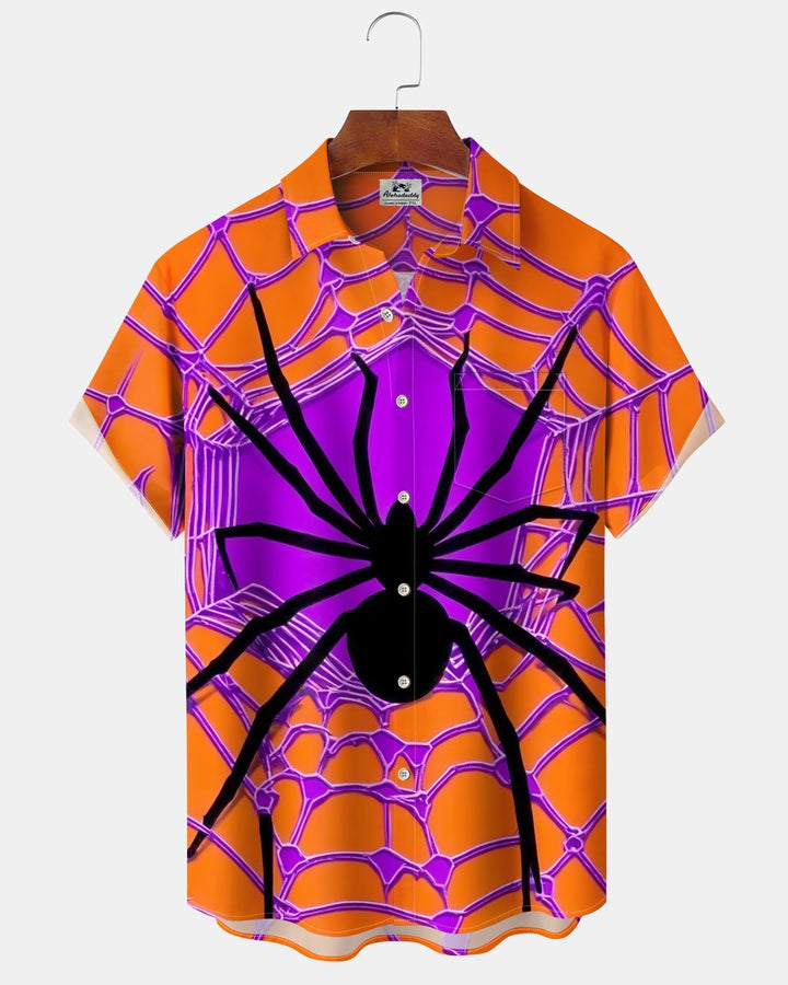 Alohadaddy® Holiday Halloween Graphic Print Button-Down Pocket Cardigan-Style Men&