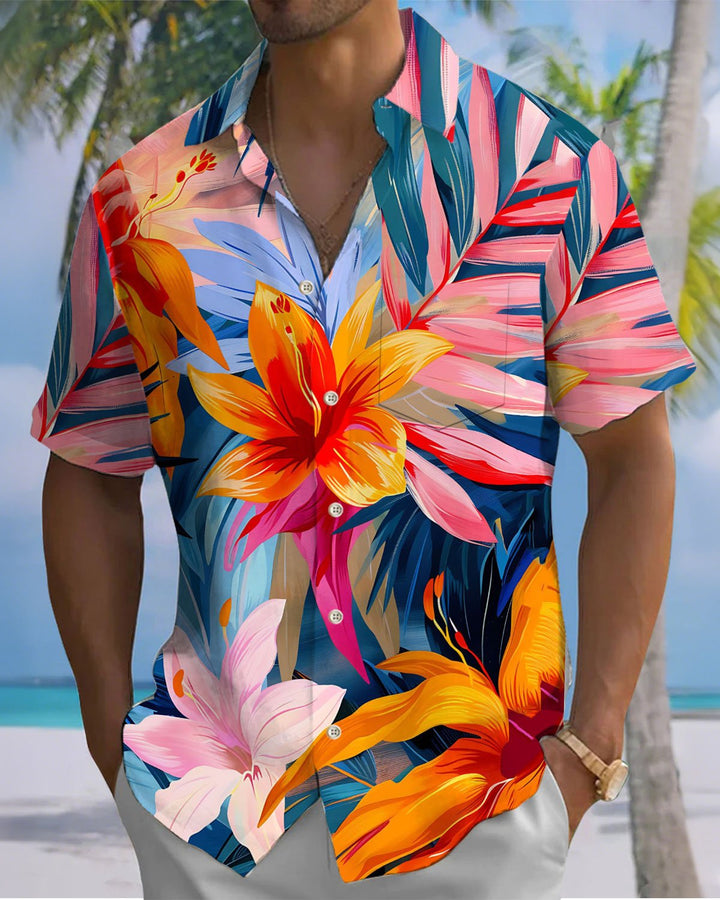 Alohadaddy® Casual Hawaiian Floral Print Artistic Button Pocket Cardigan Men&