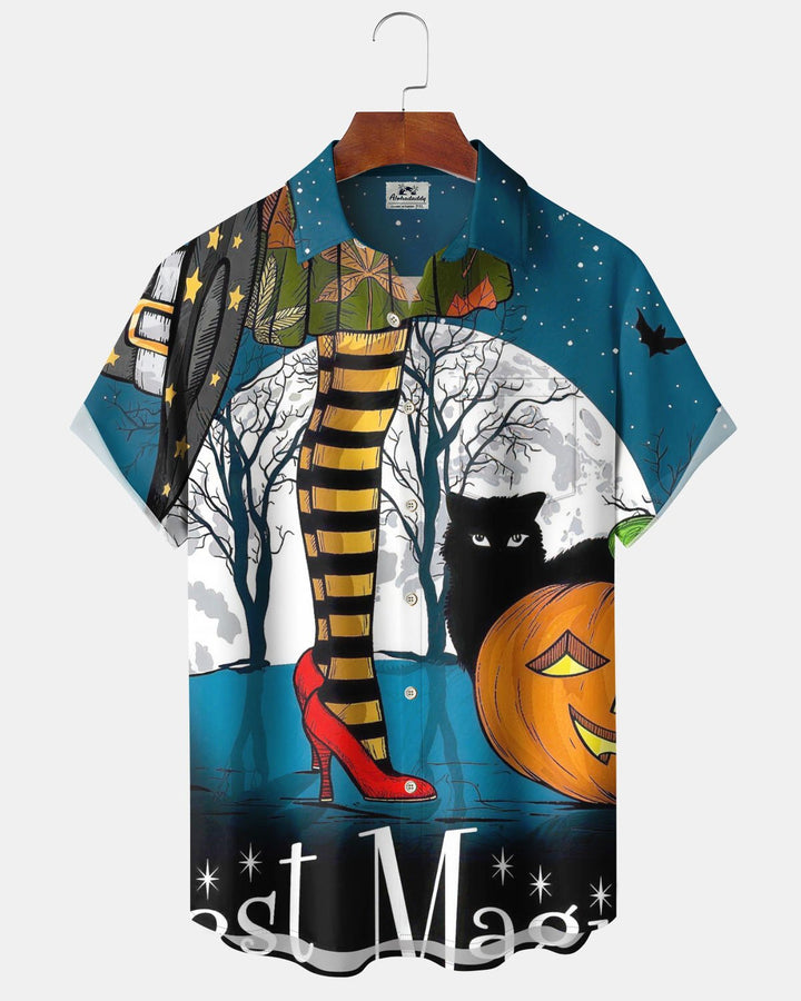 Alohadaddy® Holiday Halloween Print Button-Down Short-Sleeve Men&