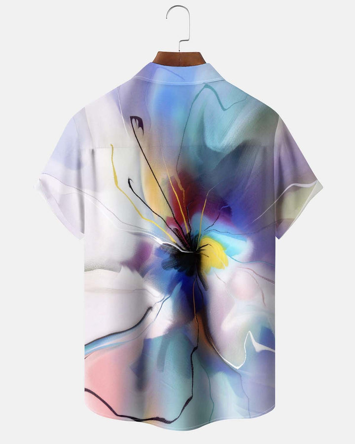 Alohadaddy® Men’s Short-Sleeve Button-Down Shirt with Hawaiian Floral Print and Pocket