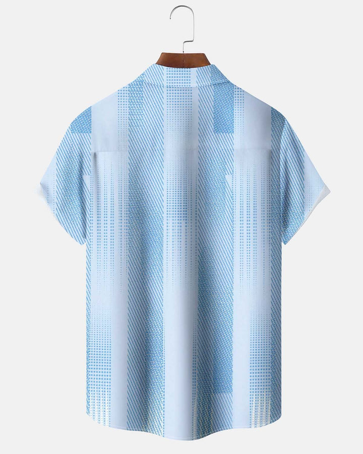 Alohadaddy® Men’s Short-Sleeve Cardigan Shirt  Casual Striped Artistically Printed Button-Down with Pocket