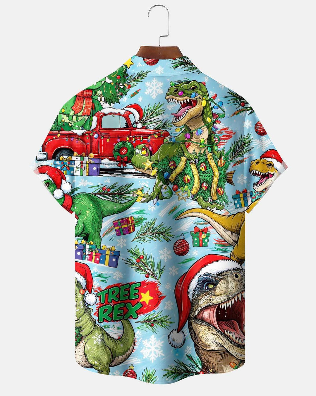 Alohadaddy® Holiday/Christmas Print Button-Down Short-Sleeve Men’s Cardigan Shirt with Pocket