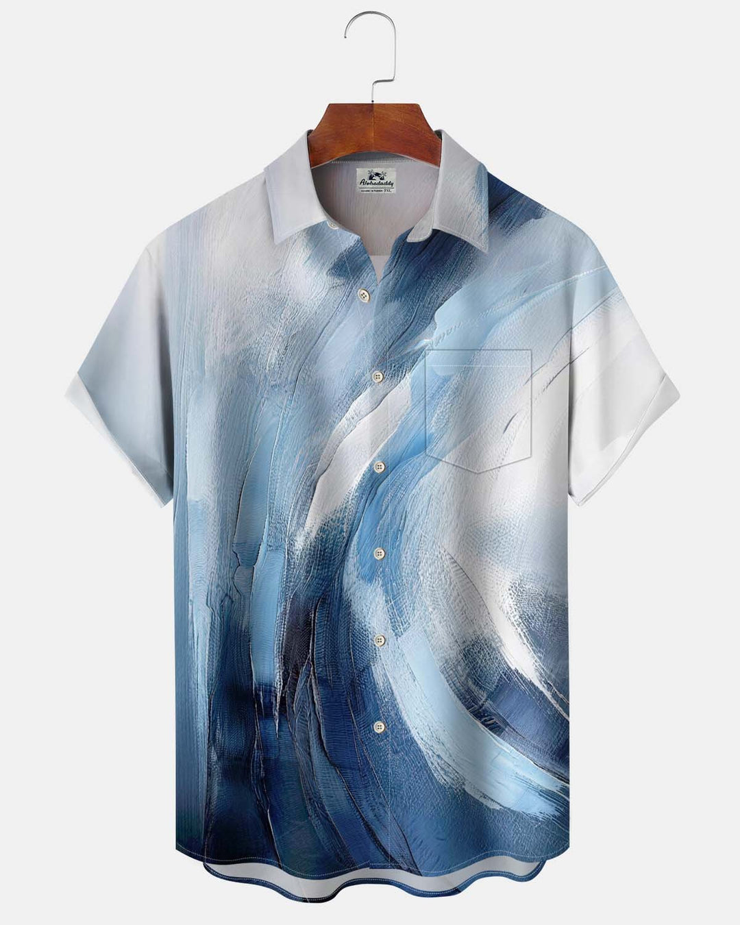 Alohadaddy® Men’s Short-Sleeve Button-Down Shirt with Pocket  Vintage Artistic Print