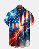 Alohadaddy® Casual American 250th Anniversary Print Art Button Pocket Cardigan Men's Short Sleeve Shirt