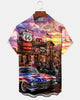 Alohadaddy® Men's Short-Sleeve Button-Down Shirt  Vintage Route 66 Graphic Print with Pocket