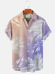 Multicolor Men's Vacation Gradient Hawaiian Short Sleeve Seersucker Wrinkle Resistant Shirt Top