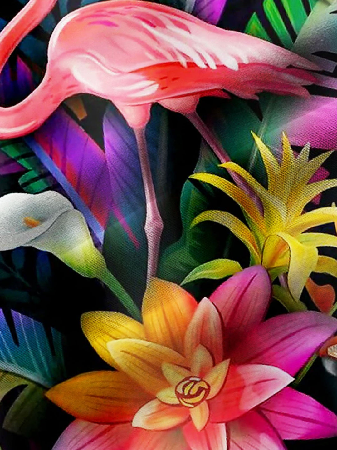 Flamingo Bird With Tropical Flowers Print Men&