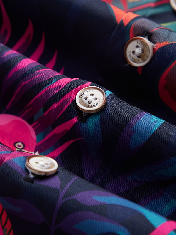Chemise hawaïenne décontractée à manches courtes pour hommes avec imprimé flamant botanique