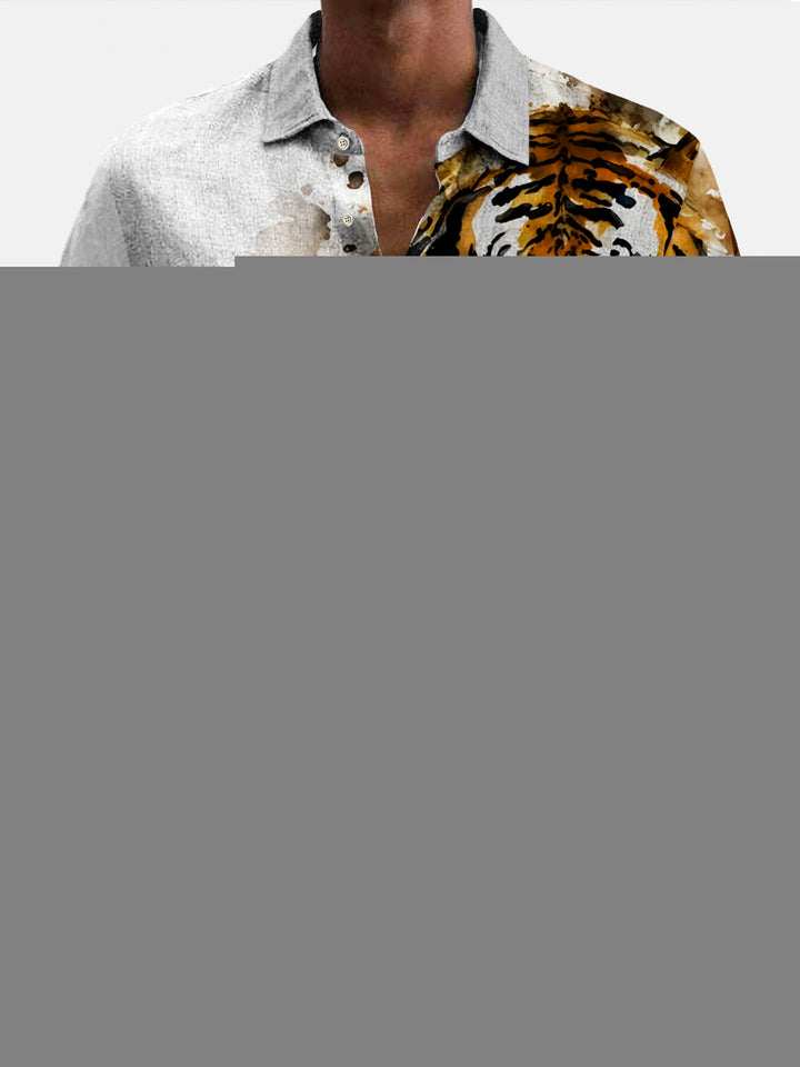 Chemise décontractée pour homme Alohadaddy Tiger avec poche à boutons et motif animalier amusant de dessin animé Aloha