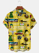 Alohadaddy Christmas Red Men's Hawaiian Shirt Stretch Aloha Pocket Cartoon Camp Shirts