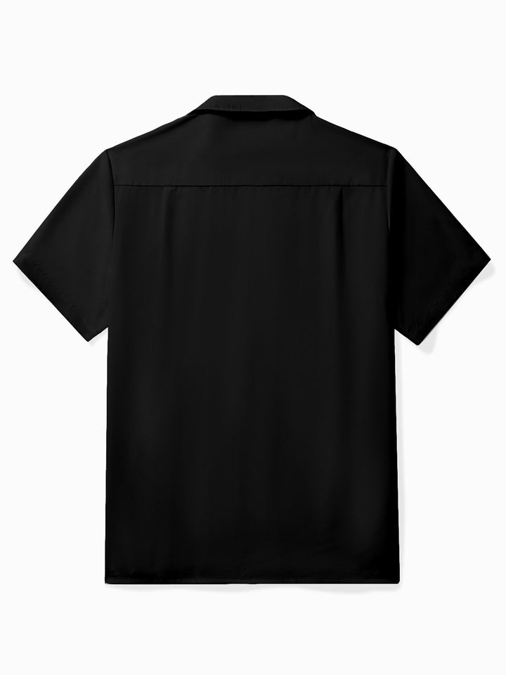 Alohadaddy Vintage Bowling Candle Tattoo Design Printed Chest Pocket Shirt Plus Size Men&
