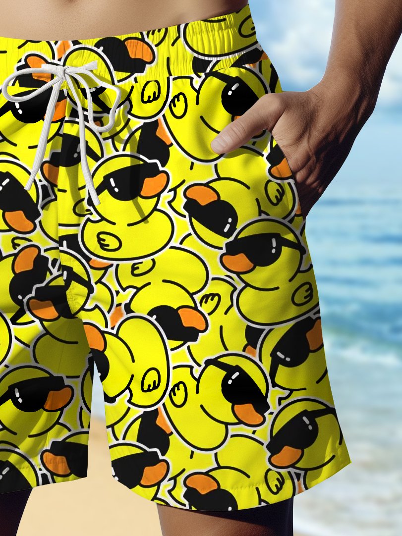 Alohadaddy Hawaiian Yellow Duck Print Men&