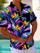 Alohadaddy Hawaiian Tropical Floral Print Men's Button Pocket Short Sleeve Shirt