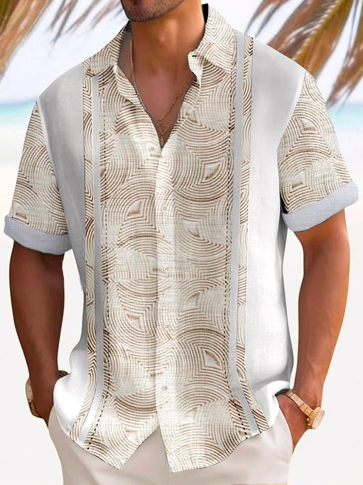 Camisa de manga corta con bolsillo abotonado y estampado de bolos en 3D con textura vintage para hombre de Alohadaddy