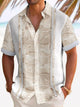 Alohadaddy Vintage Textured 3D Bowling Print Men's Button Pocket Short Sleeve Shirt