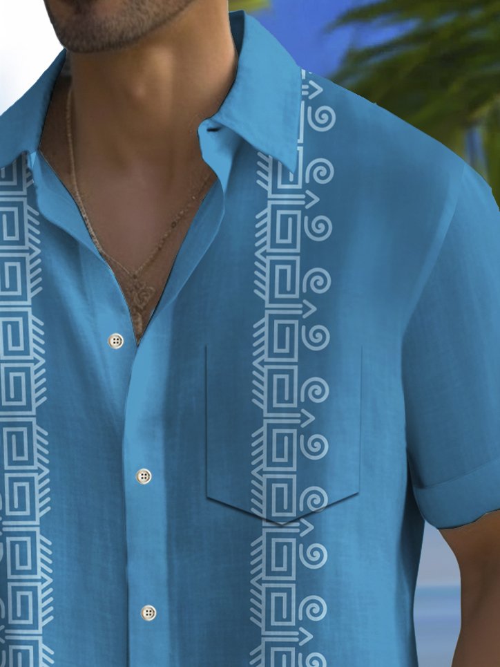 Camisa Guayabera Vintage de los años 60 para hombre de Alohadaddy, camisa de campamento con bolsillo elástico, talla grande